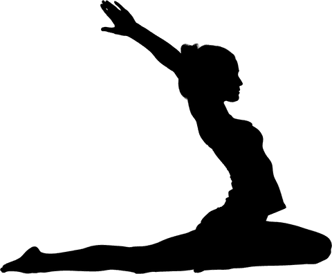 Transparent Silhouette of Woman Stretching with Power