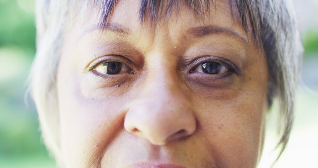 Close-Up of Mature African American Woman with Short Hair Looking at Camera - Download Free Stock Images Pikwizard.com