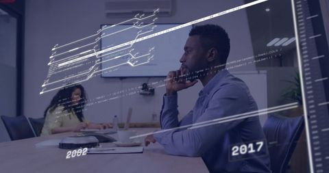 Business Professionals Analyzing Financial Data in Modern Setting