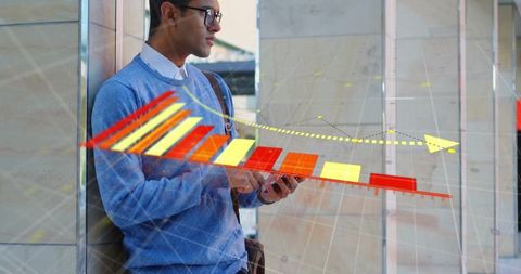 Man Engaging with Advanced Data Visualization