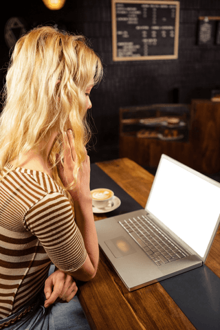transparent screen laptop woman in cafe relaxing atmosphere - Download Free Stock Videos Pikwizard.com