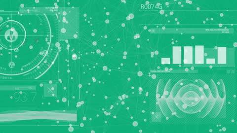 Futuristic Green Digital Interface with Data Visualization Elements