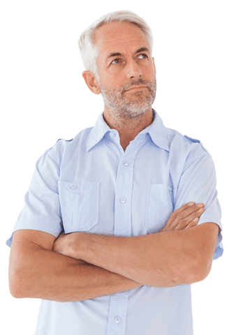 Thoughtful Mature Man in Light Shirt Transparent Background - Download Free Stock Videos Pikwizard.com