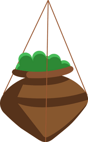 Hanging clay pot planter illustrating minimalist foliage display