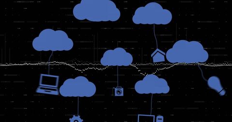 Global Cloud Network with Technology Icons on Digital Background - Download Free Stock Images Pikwizard.com
