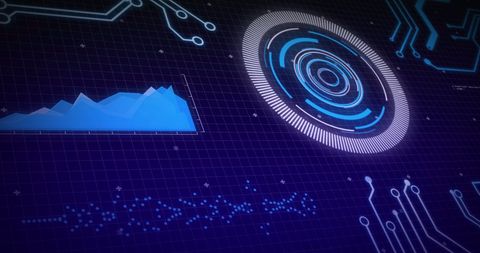 Digital Interface with Data Processing Graphics on Grid Background - Download Free Stock Images Pikwizard.com