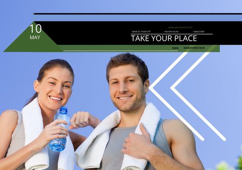 Promoted fitness energetic duo running indoors smiling