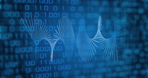 Digital Spiral Over Blue Binary Code Background