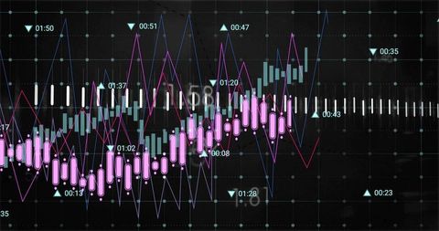 Modern Financial Analysis Display with Dynamic Bar and Line Graphs