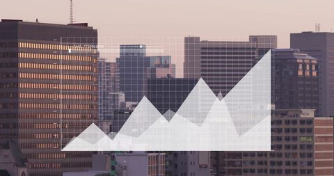 City Growth Concept with Digital Interface Overlay