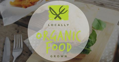 Fresh Burger with Fries and Organic Food Branding