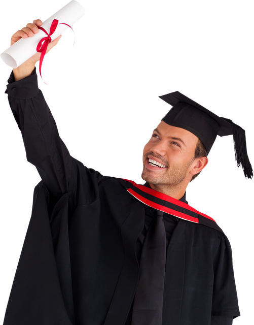 Transparent Man Celebrating Graduation in Cap and Gown Holding Diploma - Download Free Stock Videos Pikwizard.com