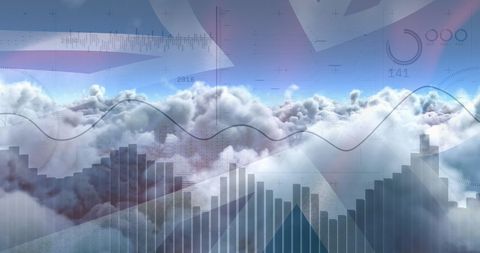Digital Data Processing with UK Flag and Clouds Background - Download Free Stock Images Pikwizard.com