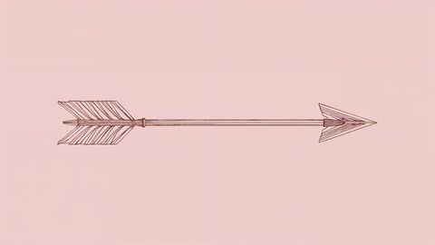 Elegant wooden arrow illustration on pastel pink background