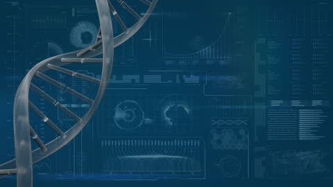 Digital DNA Strand with Data Analysis Overlay
