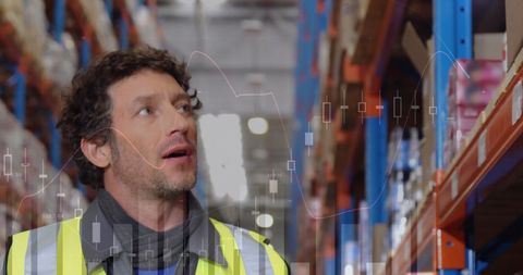 Warehouse Worker Analyzing Logistics with Digital Data Overlay - Download Free Stock Images Pikwizard.com