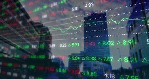 Digital Financial Data Over Cityscape Background Illustrating Global Markets