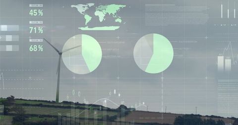 Wind Turbine with Data Visualization in Rural Landscape
