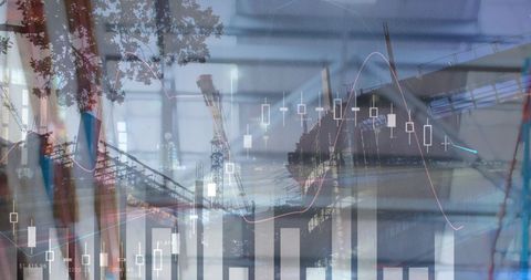 Futuristic Financial Data Interface Over Urban Backdrop - Download Free Stock Images Pikwizard.com