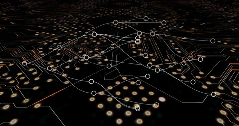 Abstract Digital Network on Circuit Board