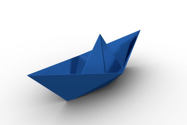 Blue Origami Paper Boat on Transparent Background Construction Concept - Download Free Stock Videos Pikwizard.com