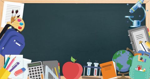 Back to School Blackboard with Assorted Educational Tools and Supplies - Download Free Stock Images Pikwizard.com