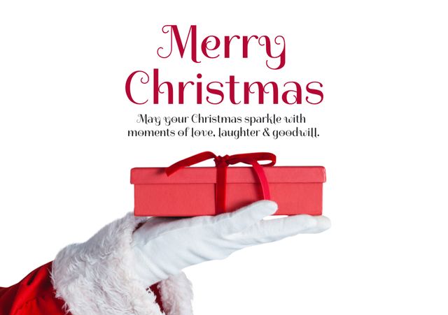 Santa's Hand Holding Gift Box with Merry Christmas Message - Download Free Stock Templates Pikwizard.com