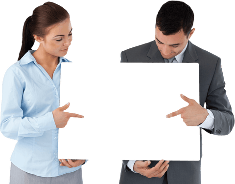 business partners displaying blank black transparent board on isolated background - Download Free Stock Videos Pikwizard.com