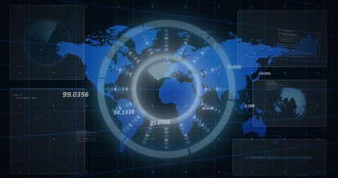 Digital World Map with Futuristic Data Interface Overlay - Download Free Stock Images Pikwizard.com