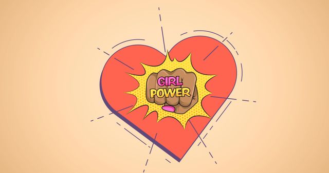 Girl Power Fist Punching Through Red Heart with Comic Style Text - Download Free Stock Images Pikwizard.com