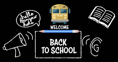 Back to School Concept with Welcome Icons and Text Art Design