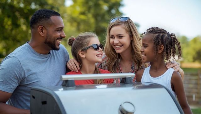 Diverse Family Enjoying Barbecue in Sunny Backayard