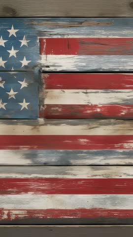 Displaying distressed wooden American flag vertical video for rustic patriotic home decor