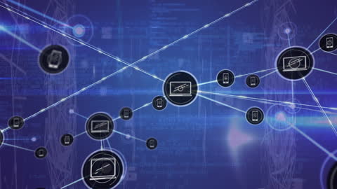 Digital Network with Blockchain Technology Icons