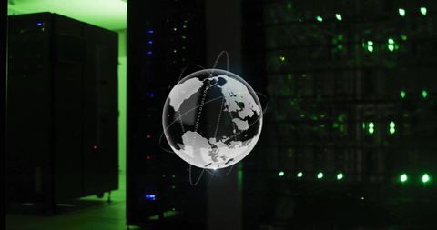 glowing digital globe with high-tech server data centers - Download Free Stock Images Pikwizard.com