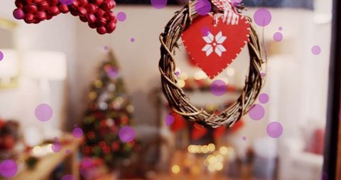Decorative Wreath with Festive Spots Overlay at Christmas - Download Free Stock Images Pikwizard.com