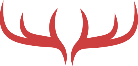 Red Deer Horns Silhouette on Transparent Background