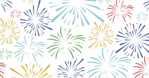 Vibrant Fireworks Pattern on White Background - Download Free Stock Images Pikwizard.com