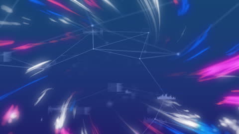 Dynamic Light Trails with Network Connections in Digital Space