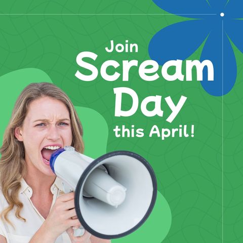 caucasian woman promoting scream day with megaphone - Download Free Stock Templates Pikwizard.com