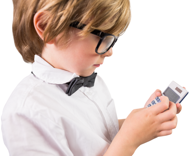 Caucasian Boy Using Calculator on Transparent Background - Download Free Stock Videos Pikwizard.com