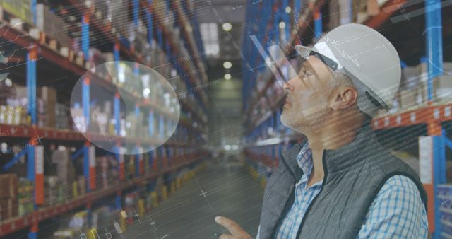 Engineer Analyzing Inventory Storage in Modern Warehouse - Download Free Stock Images Pikwizard.com