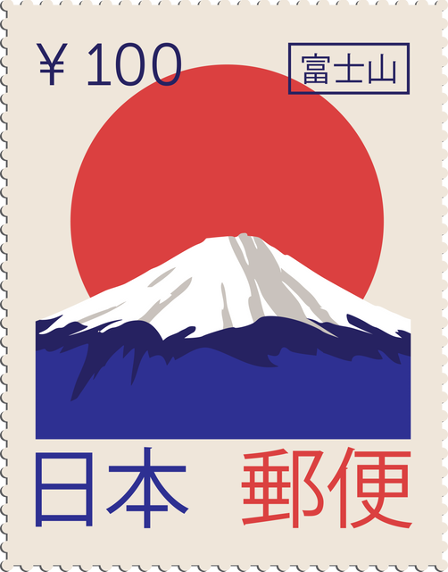 Transparent Japanese Stamp with Mount Fuji and Rising Sun Illustration - Download Free Stock Videos Pikwizard.com