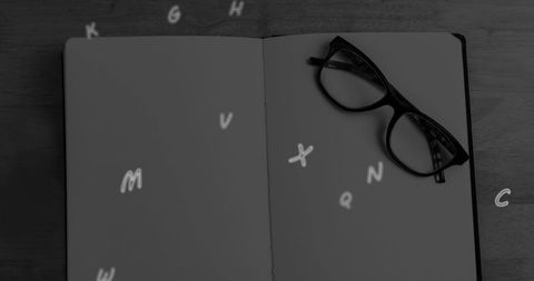 Vision Letters Over Notebook Glasses Concept