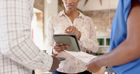 Collaborative Office Environment with Colleagues Using Tablet