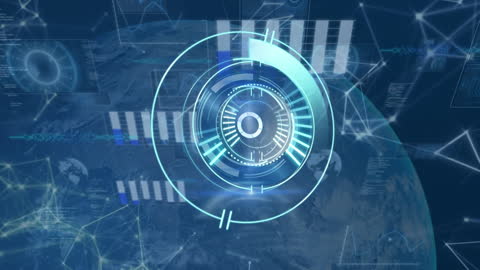 Digital Futuristic Interface Globe with Data Visualization
