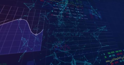 Datascape of Stock Market Metrics with Network Connections - Download Free Stock Images Pikwizard.com