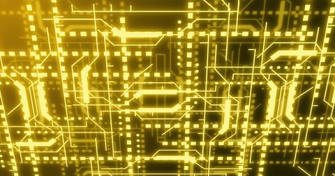 Futuristic Yellow Circuit Board Design with Glowing Lines - Download Free Stock Images Pikwizard.com