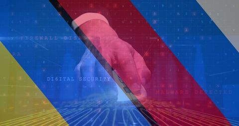 Cyber Warfare Concept with Digital Security Alerts