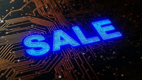 Glowing sale lettering illuminating circuit board with pixel led effect and copper traces